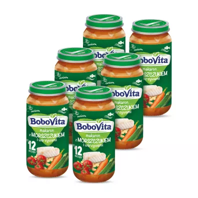 BoboVita Makaron z morszczukiem i warzywami po 12. miesicu zestaw 6 x 250 g
