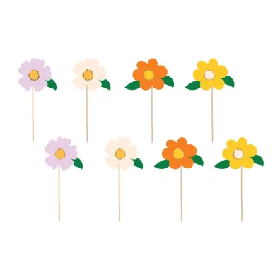 PartyDeco Toppery na tort kwiaty 13 cm