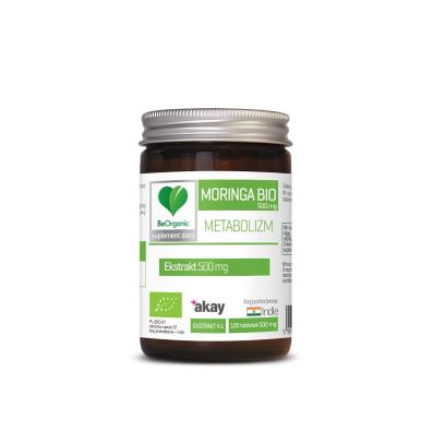 Be Organic Moringa ekstrakt 4:1 500 mg suplement diety 100 kaps. Bio