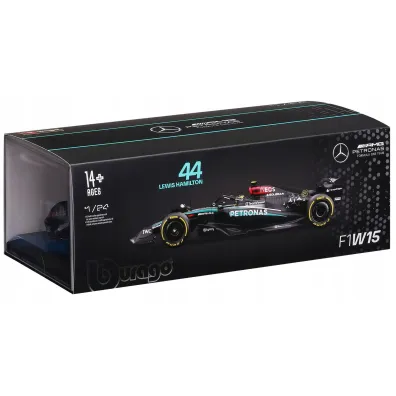 Bburago model 1:24 bolid f1 mercedes amg w15 2024 lewis hamilton 18-28063