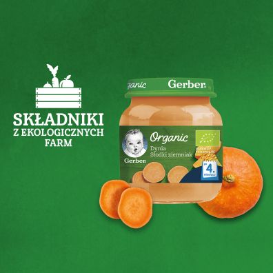 Gerber Organic Obiadek dynia sodki ziemniak dla niemowlt po 4 miesicu 125 g Bio