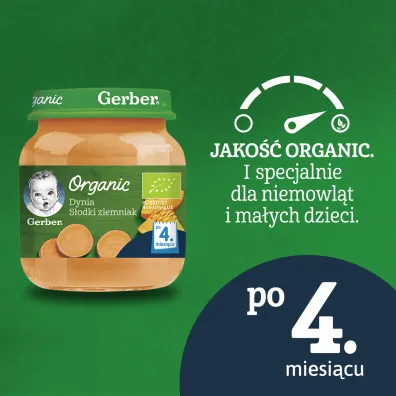 Gerber Organic Obiadek dynia s�odki ziemniak dla niemowl�t po 4 miesi�cu 125 g Bio