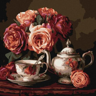 Ideyka Malowanie po numerach - R�e w ciemno�ci 40x40cm