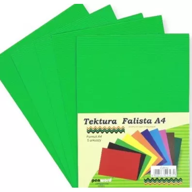 Penword Tektura A4 falista zielona 5 szt.