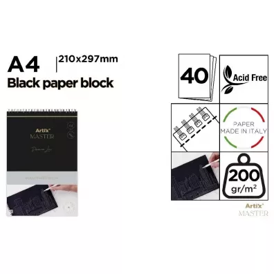 Artix Blok kre�larski A4/40K czarny 200g