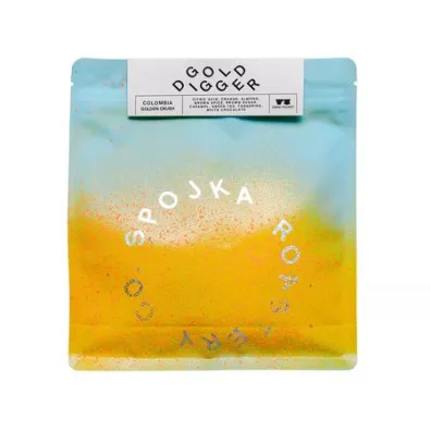 Spojka Kawa ziarnista Kolumbia Gold Digger Washed Fruit Enzyme Process Omniroast 200 g