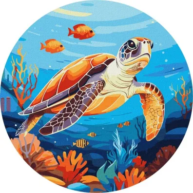 Ideyka Malowanie po numerach okr�g�e - Mieszka�cy oceanu 26cm