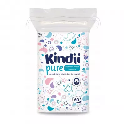 Kindii Pure Patki baweniane kosmetyczne dla niemowlt 60 szt.