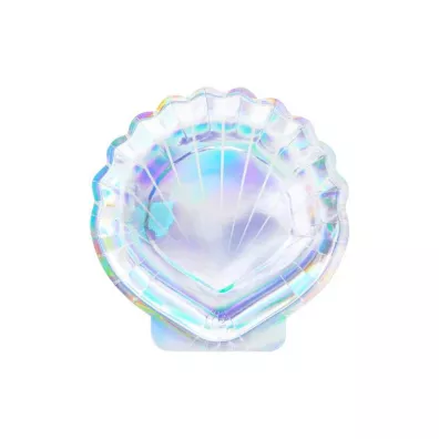 PartyDeco Talerzyki syrenka - muszla opalizujace 18,5cm 6 szt.