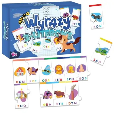 Wyrazy 3-literowe. Puzzle Kangur
