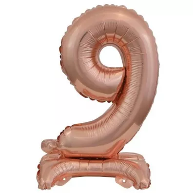Amscan Balon foliowy mini cyfra 9 na stojaku r�owe z�oto