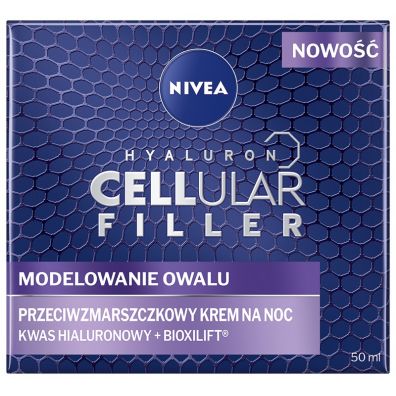 Nivea Hyaluron Cellular Filler + Modelowanie Owalu przeciwzmarszczkowy krem na noc 50 ml