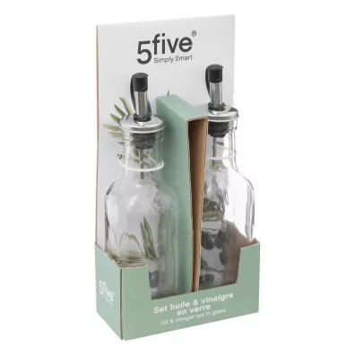 5five Simply Smart Zestaw szklanych butelek na oliw i ocet 2 x 160 ml