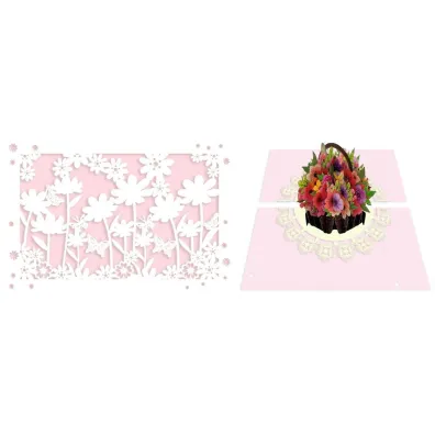 DaVinci Karnet + koperta POP-UP Kosz z kwiatami 12x18cm