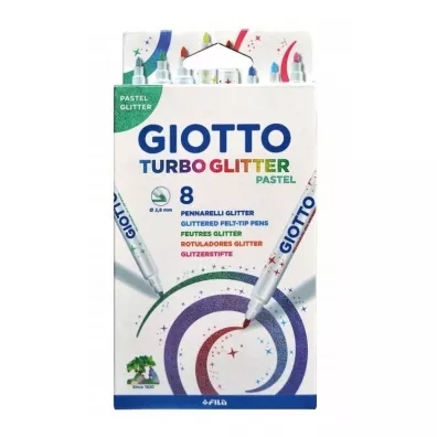 Giotto Flamastry Turbo Glitter brokatowo-pastelowe 8 szt.