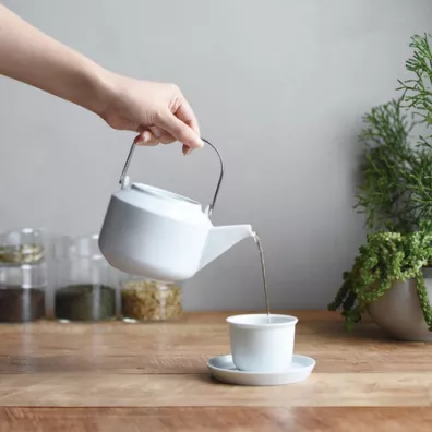 Kinto Leaves to Tea Dzbanek ze stalowym zaparzaczem do herbaty Biay 600 ml