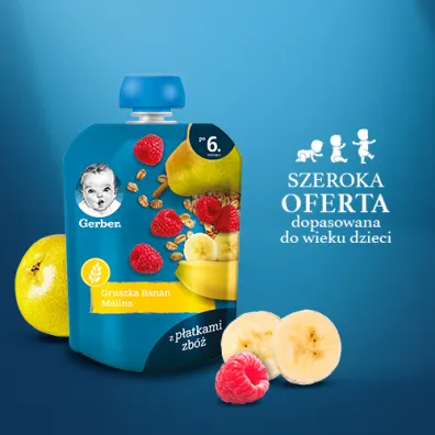 Gerber Deserek w tubce gruszka banan malina z musli dla niemowl�t po 6 miesi�cu 90 g