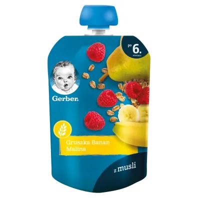 Gerber Deserek w tubce gruszka banan malina z musli dla niemowl�t po 6 miesi�cu 90 g