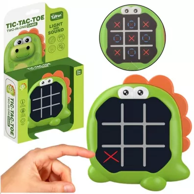 Gra 3w1 K�ko i Krzy�yk memory dinozaur zielony LeanToys