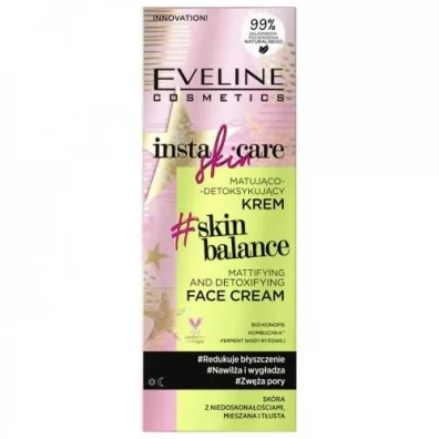 Eveline Cosmetics Insta Skin Care matuj�co-detoksykuj�cy krem do sk�ry z niedoskona�o�ciami mieszanej i t�ustej 50 ml