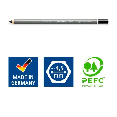 W�giel w o��wku Mars Lumograph Carcoal Staedtler mi�kki 12 sztuk