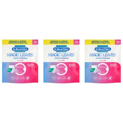 Dr. Beckmann Magic Leaves Chusteczki do prania kolorowego Zestaw 3 x 20 szt.
