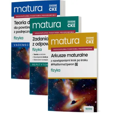 Pakiet Matura 2026. Fizyka. Zakres rozszerzony: Teoria do matury. Vademecum, Zadania maturalne z odpowiedziami. Repetytorium, Arkusze maturalne z rozwi�zaniami krok po kroku