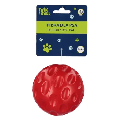 Pi�ka dla psa 9cm z d�wi�kiem czerwona TRIK&ROLL 560865