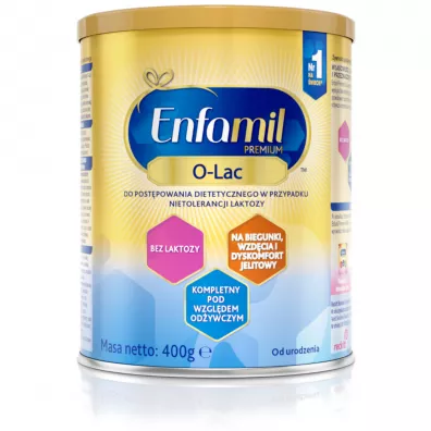 Enfamil Premium O-Lac Mleko modyfikowane do stosowania przy objawach nietolerancji laktozy od urodzenia 400 g