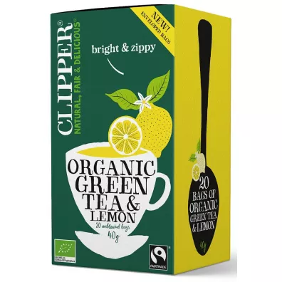 Clipper Herbata zielona z cytryn� fair trade 20 x 2 g Bio