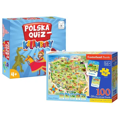 Pakiet Ma�y patriota: Kalambury. Polska Quiz, Puzzle edukacyjne. Mapa Polski