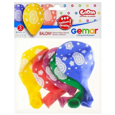 Godan Balony Premium Hel z nadrukiem 8 13" 5 szt.