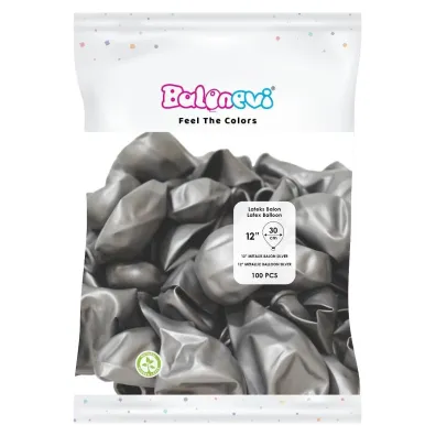 GoParty Balony lateksowe Metallic srebrne 25cm