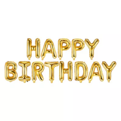 PartyDeco Balon foliowy Happy Birthday z�oty 340x35cm