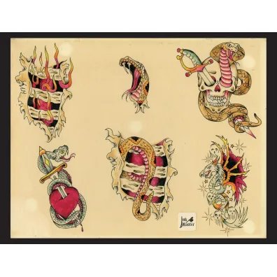 Original Tattoo Flash of John W. Harden wer. angielska
