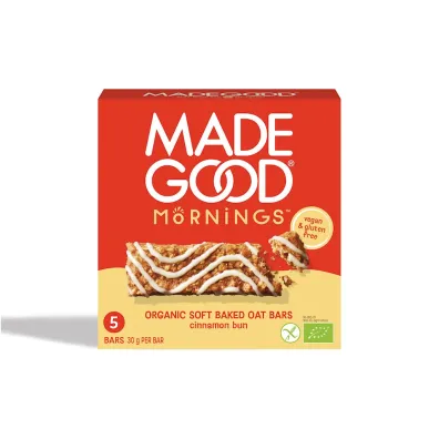 Madegood Batony owsiane soft z cynamonem w polewie waniliowej bezglutenowe 5 x 30 g Bio