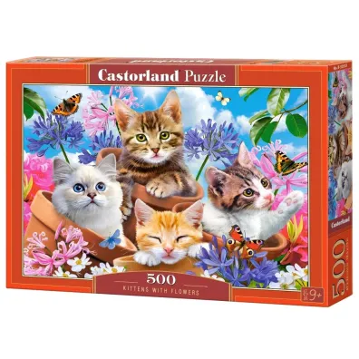 Puzzle 500 el. Kittens with Flowers Castorland