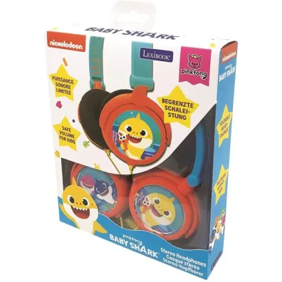 Sk�adane s�uchawki przewodowe stereo Baby Shark z g�o�no�ci� bezpieczn� dla dzieci Lexibook HP015BS