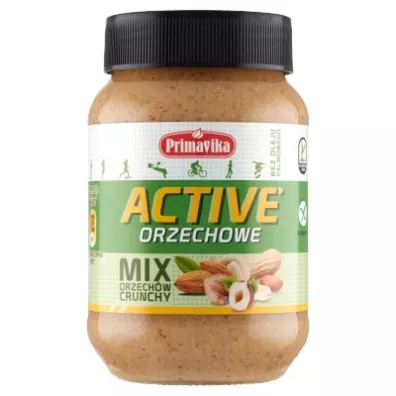Primavika Krem orzechowy mix crunchy bez dodatku cukru ACTIVE bezglutenowy 470 g