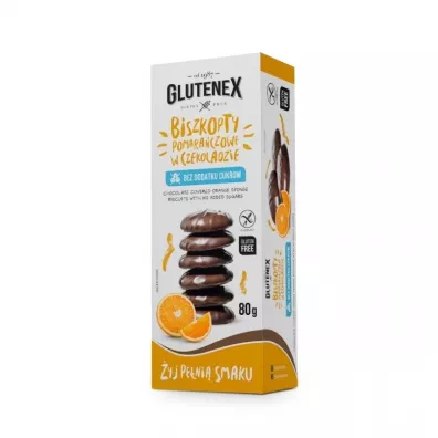 Glutenex Biszkopty pomara�czowe w czekoladzie bez dodatku cukru 80 g
