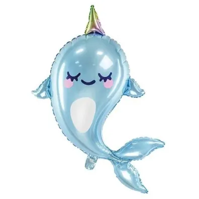 PartyDeco Balon foliowy Narwal 53x87cm