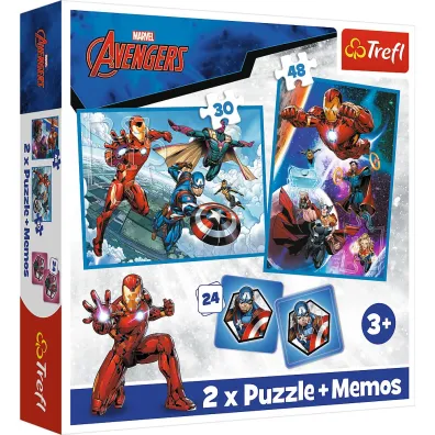 Puzzle + Memos 2w1 (24+30+48 el.) Bohaterowie w akcji Trefl