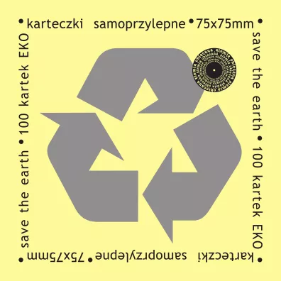 Ziemia Obiecana Karteczki samoprzylepne eko ��te 75x75 mm 100 kartek