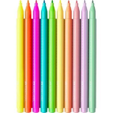 Faber-Castell Flamastry Grip neonowe i pastelowe w etui 10 szt.