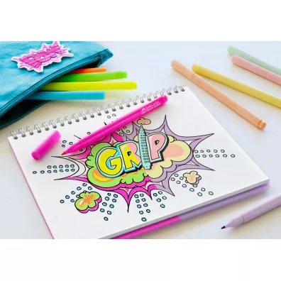 Faber-Castell Flamastry Grip neonowe i pastelowe w etui 10 szt.