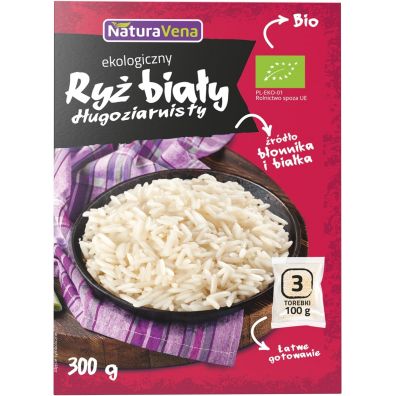NaturaVena Ryż biały długoziarnisty w torebkach 300 g Bio