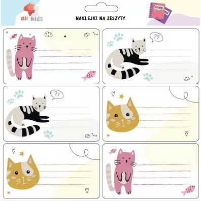 All4Kids Naklejki na zeszyty Kotki