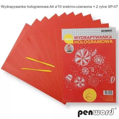 Wydrapywanka hologramowa A4 srebrno-czerwona Penword