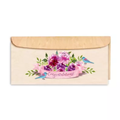 Cozywood Karnet drewniany DL z drewnian� kopert� Gratulacje