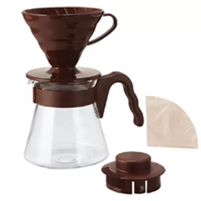 Hario Zestaw do parzenia kawy V60 Pour Over Kit Brown drip + serwer + filtry